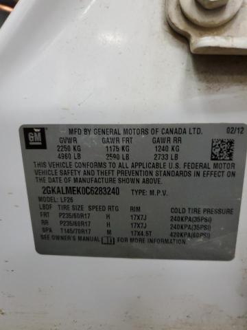 2012 GMC Terrain Sle VIN: 2GKALMEK0C6283240 Lot: 54182254