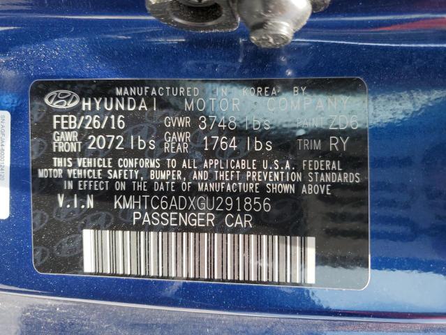 2016 Hyundai Veloster VIN: KMHTC6ADXGU291856 Lot: 55294664