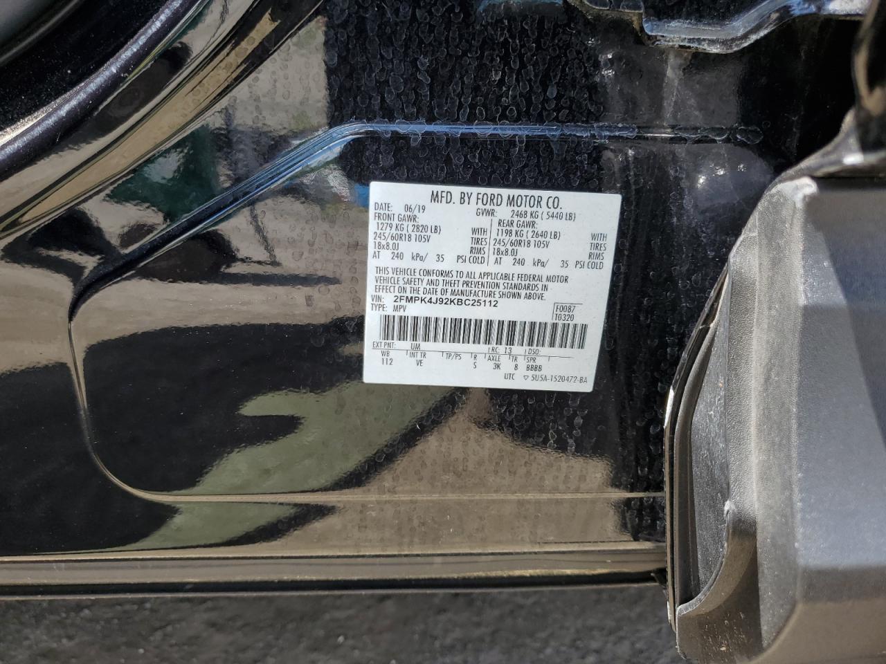 2FMPK4J92KBC25112 2019 Ford Edge Sel