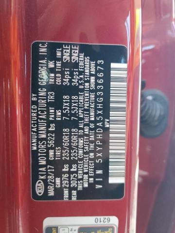 2017 Kia Sorento Ex VIN: 5XYPHDA5XHG336673 Lot: 54497044