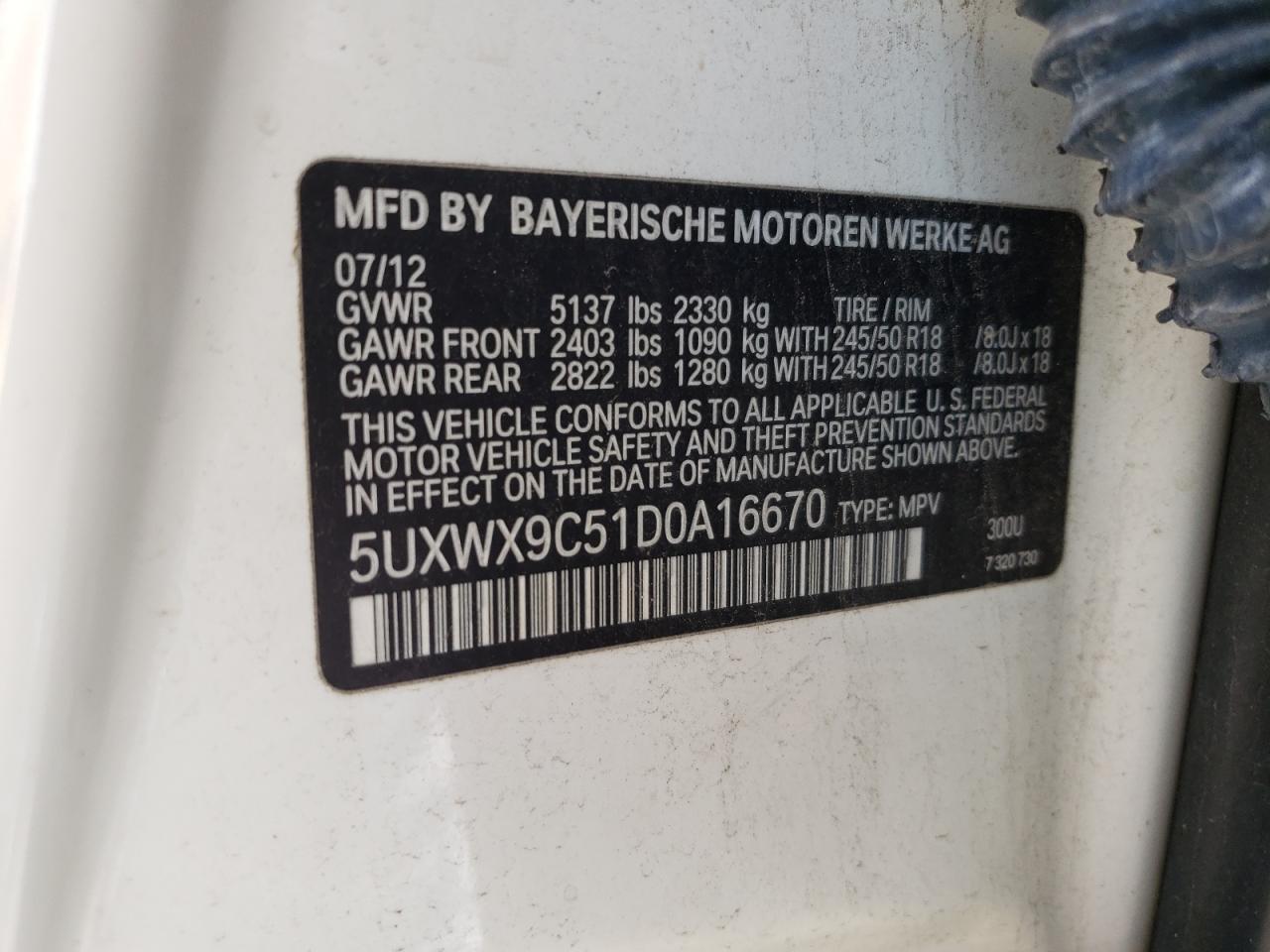 5UXWX9C51D0A16670 2013 BMW X3 xDrive28I