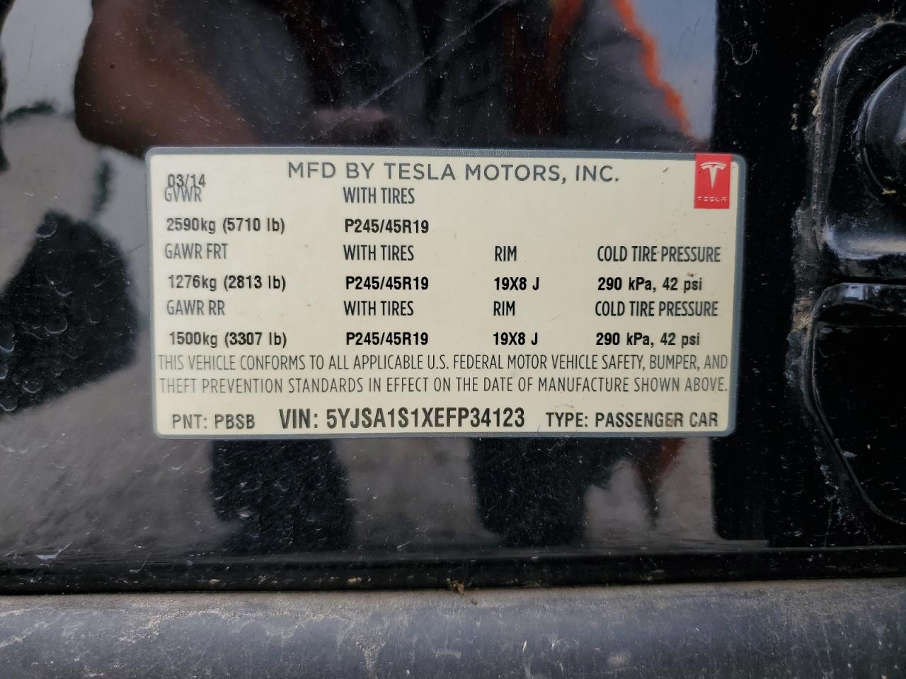 5YJSA1S1XEFP34123 2014 Tesla Model S