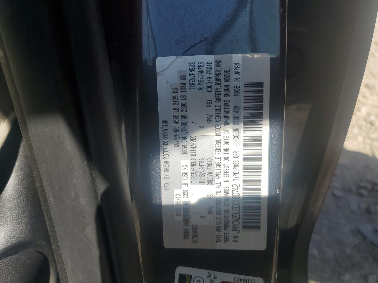 JM1CW2DL6D0160742 2013 Mazda 5