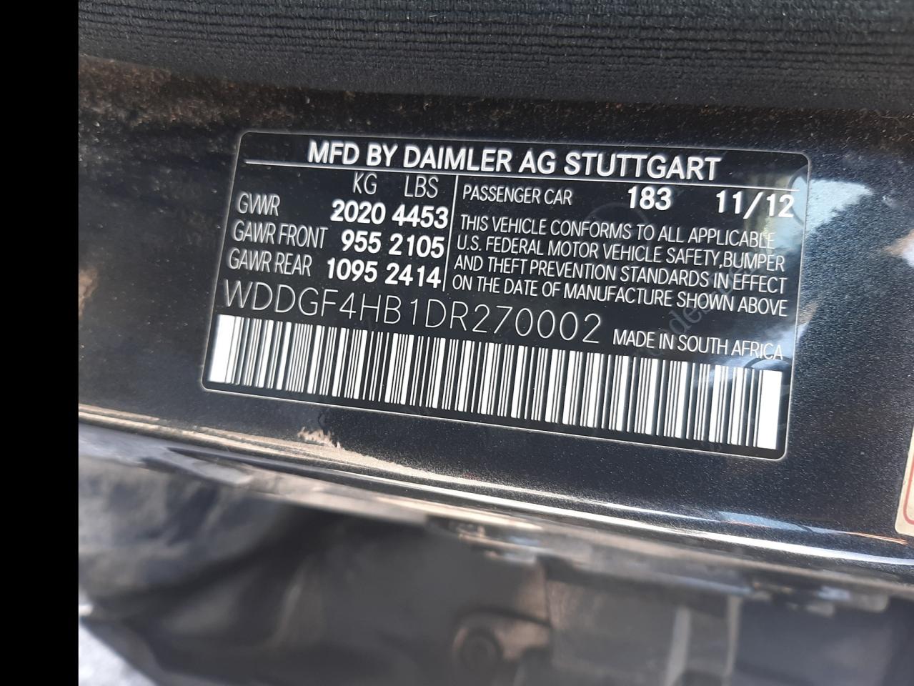 WDDGF4HB1DR270002 2013 Mercedes-Benz C 250