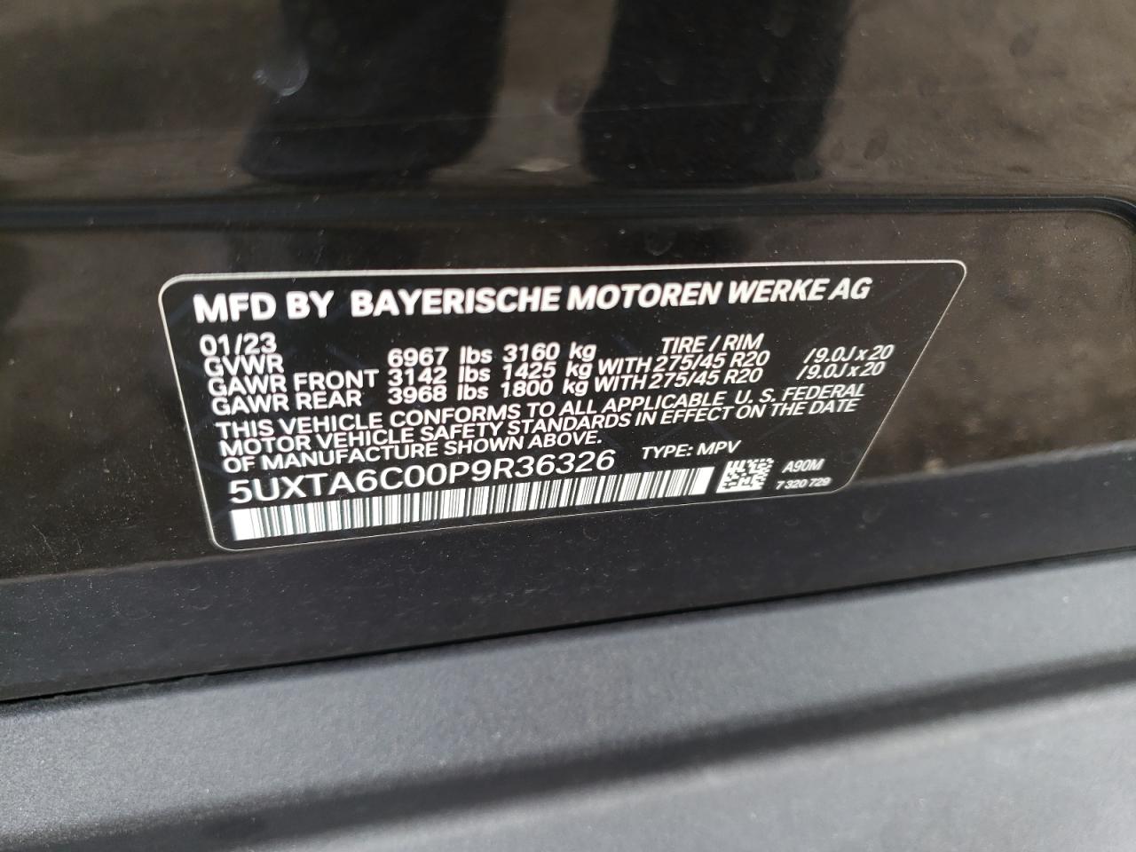 5UXTA6C00P9R36326 2023 BMW X5 xDrive45E