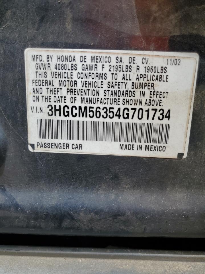 3HGCM56354G701734 2004 Honda Accord Lx