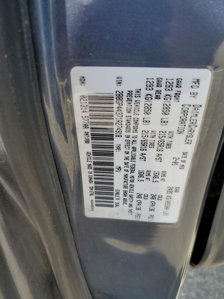 2B8GP44371R274918 2001 Dodge Grand Caravan Sport