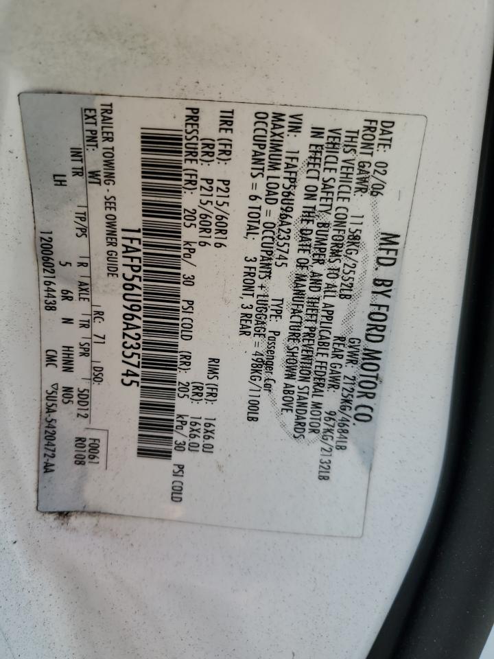 1FAFP56U96A235745 2006 Ford Taurus Sel