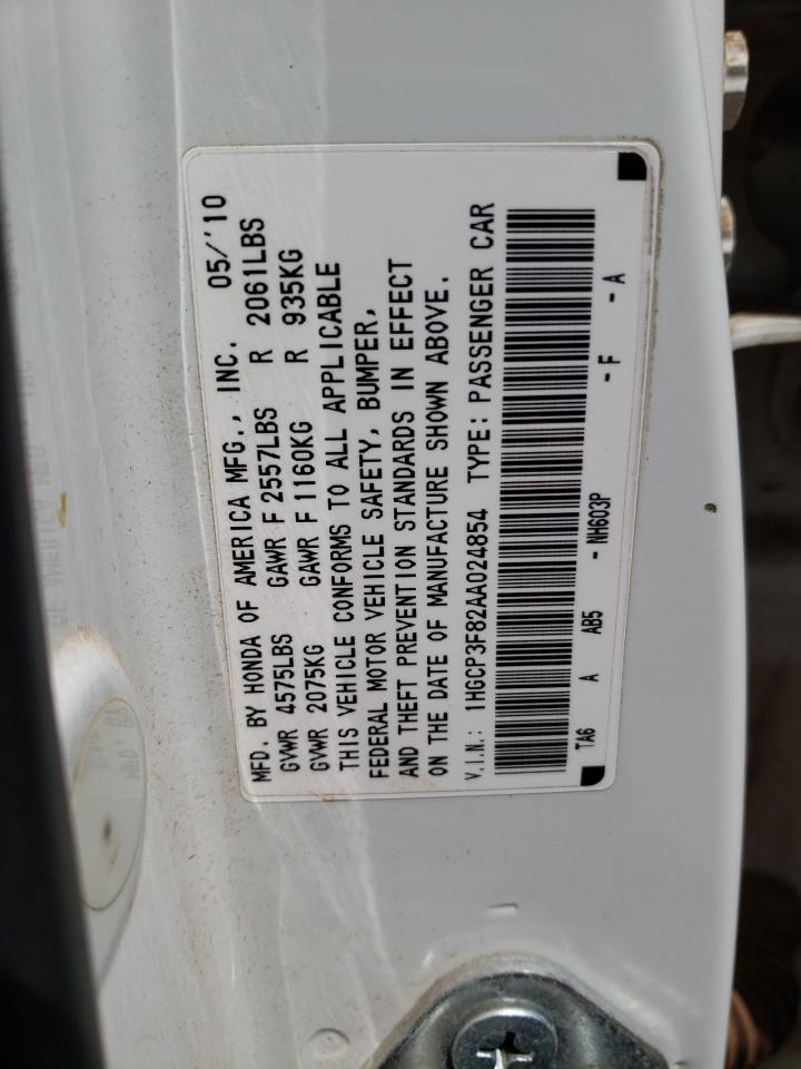 1HGCP3F82AA024854 2010 Honda Accord Exl