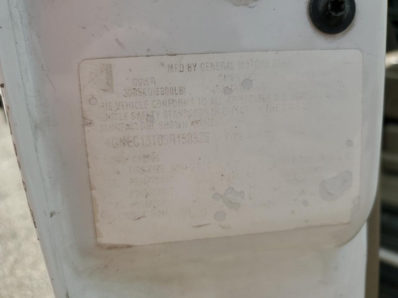 1GNEC13T05R158325 2005 Chevrolet Tahoe C1500