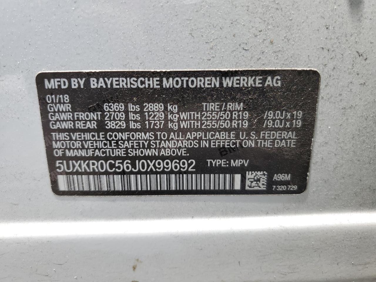 5UXKR0C56J0X99692 2018 BMW X5 xDrive35I