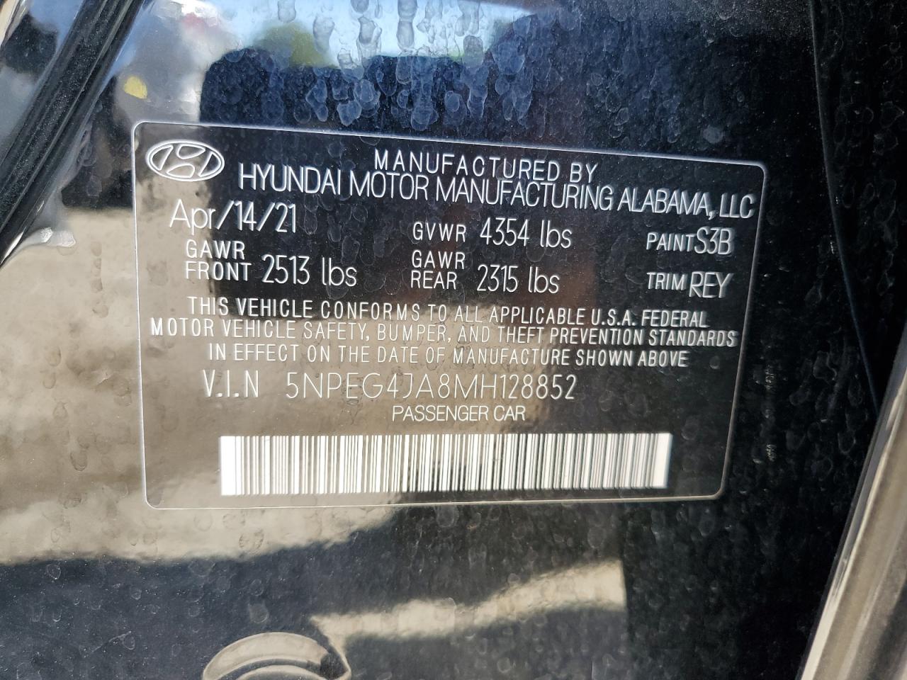 5NPEG4JA8MH128852 2021 Hyundai Sonata Se