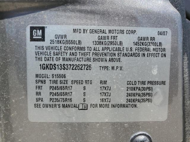 2007 GMC Envoy VIN: 1GKDS13S372262726 Lot: 55513814