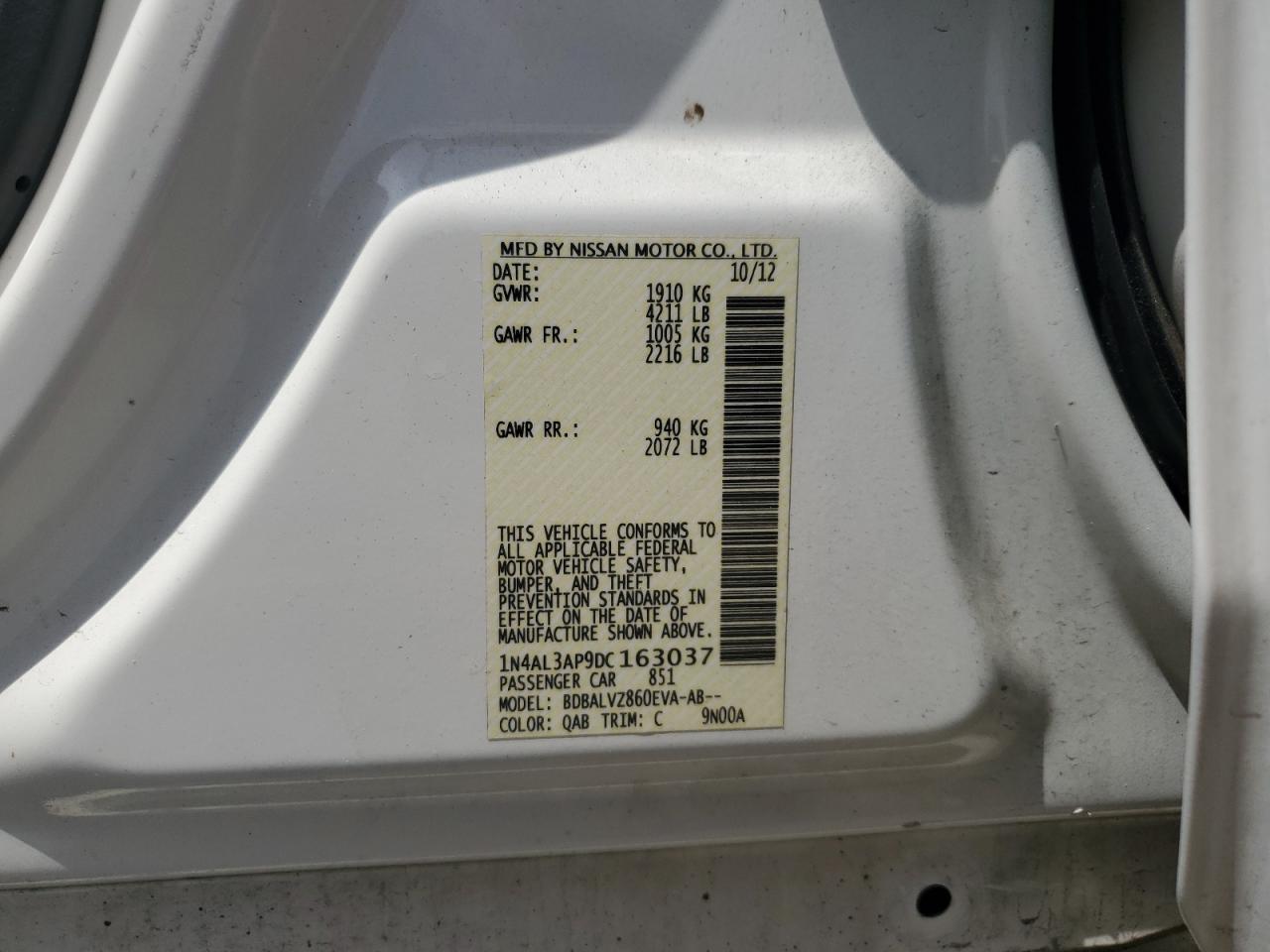 1N4AL3AP9DC163037 2013 Nissan Altima 2.5