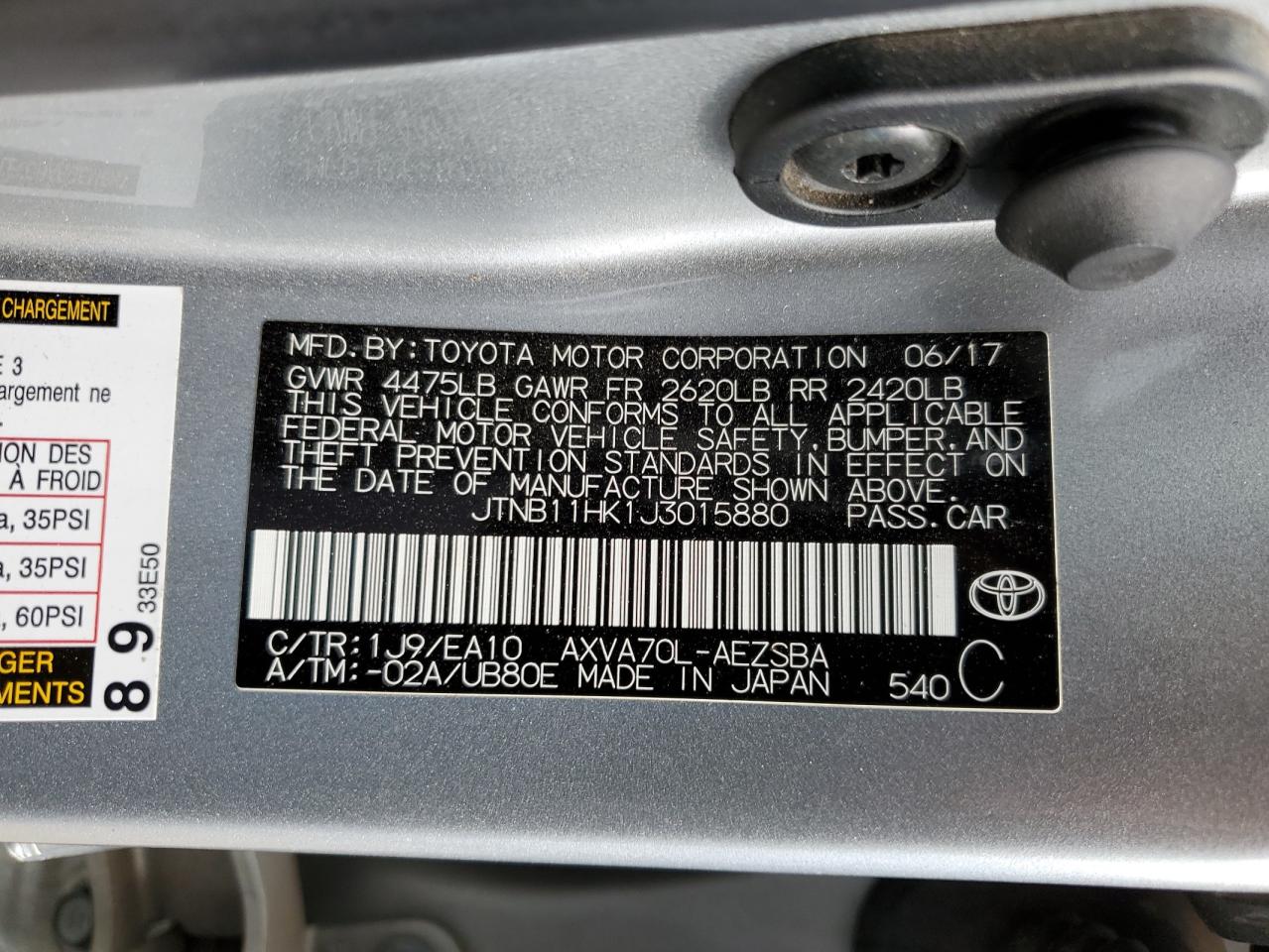 JTNB11HK1J3015880 2018 Toyota Camry L