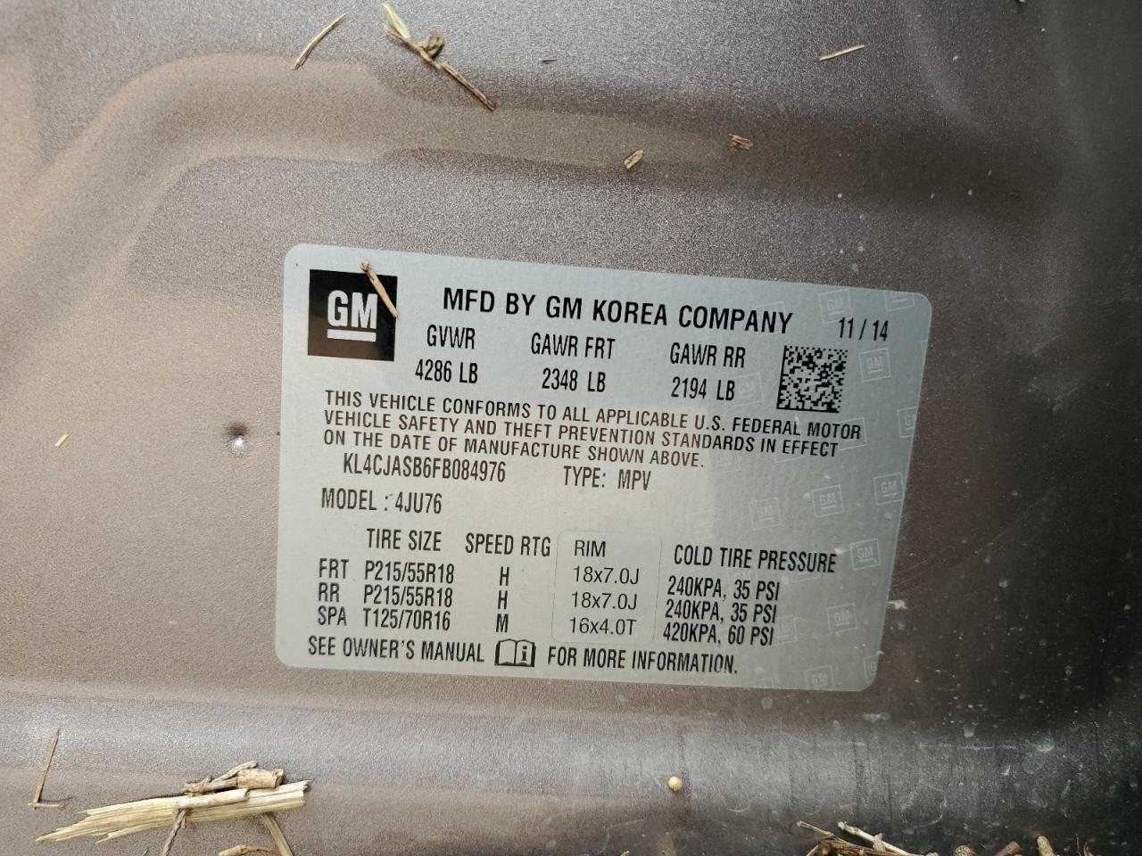 KL4CJASB6FB084976 2015 Buick Encore