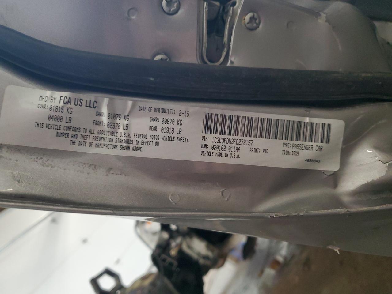 1C3CDFDH3FD278157 2015 Dodge Dart Se Aero