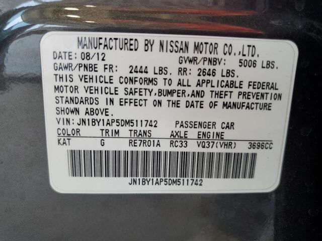 2013 Infiniti M37 VIN: JN1BY1AP5DM511742 Lot: 54115964