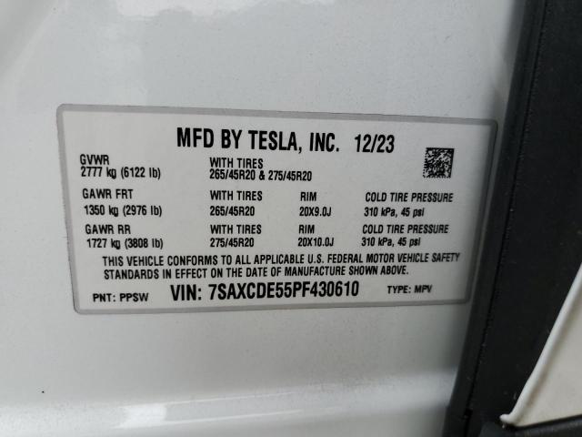 2023 Tesla Model X VIN: 7SAXCDE55PF430610 Lot: 54954674