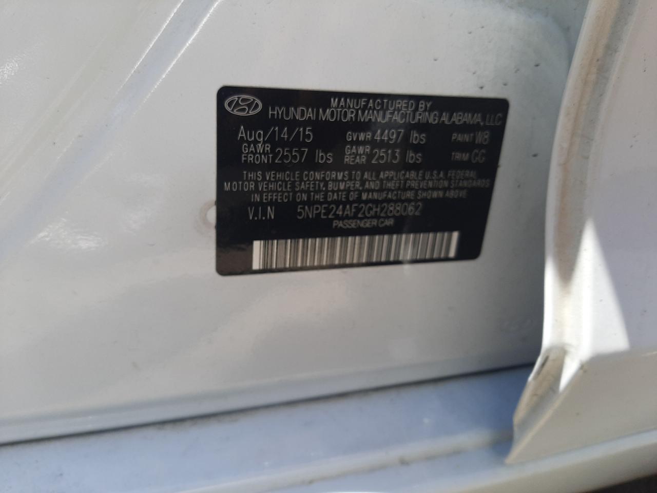 5NPE24AF2GH288062 2016 Hyundai Sonata Se