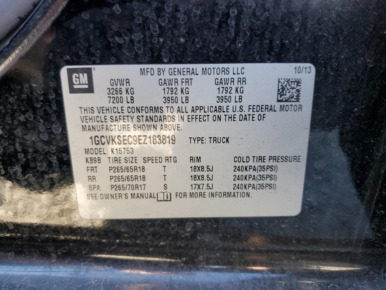 1GCVKSEC9EZ183819 2014 Chevrolet Silverado K1500 Ltz