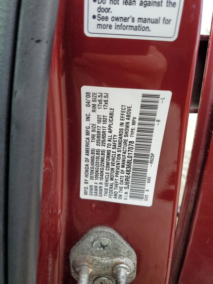 5J6RE48368L017078 2008 Honda Cr-V Lx