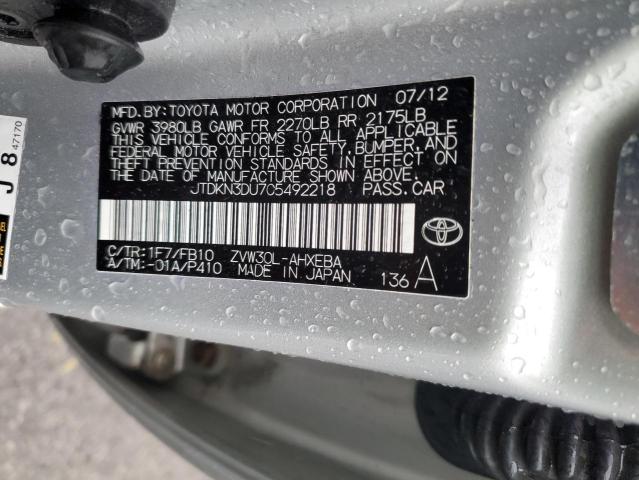 2012 Toyota Prius VIN: JTDKN3DU7C5492218 Lot: 55280674