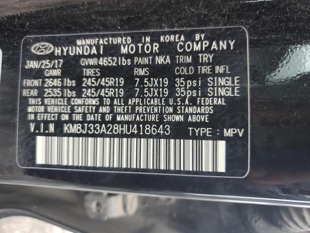 2017 Hyundai Tucson Limited VIN: KM8J33A28HU418643 Lot: 53839524