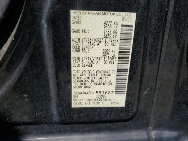 2015 Nissan Nv 3500 S VIN: 5BZAF0AA0FN851687 Lot: 56098894