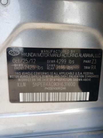 2013 Hyundai Sonata Gls VIN: 5NPEB4AC9DH631600 Lot: 55889444