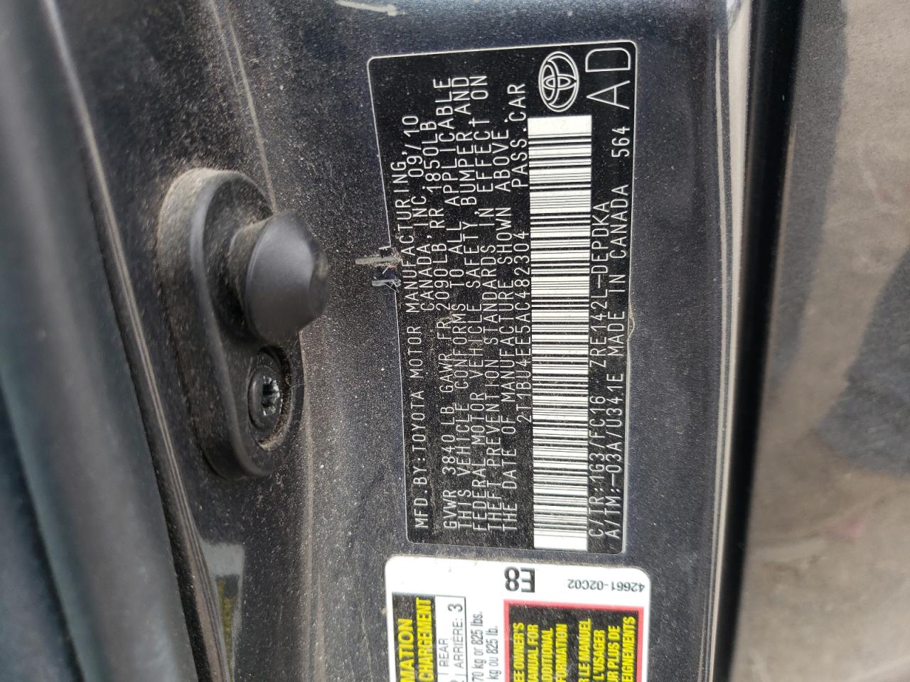 2T1BU4EE5AC482304 2010 Toyota Corolla Base