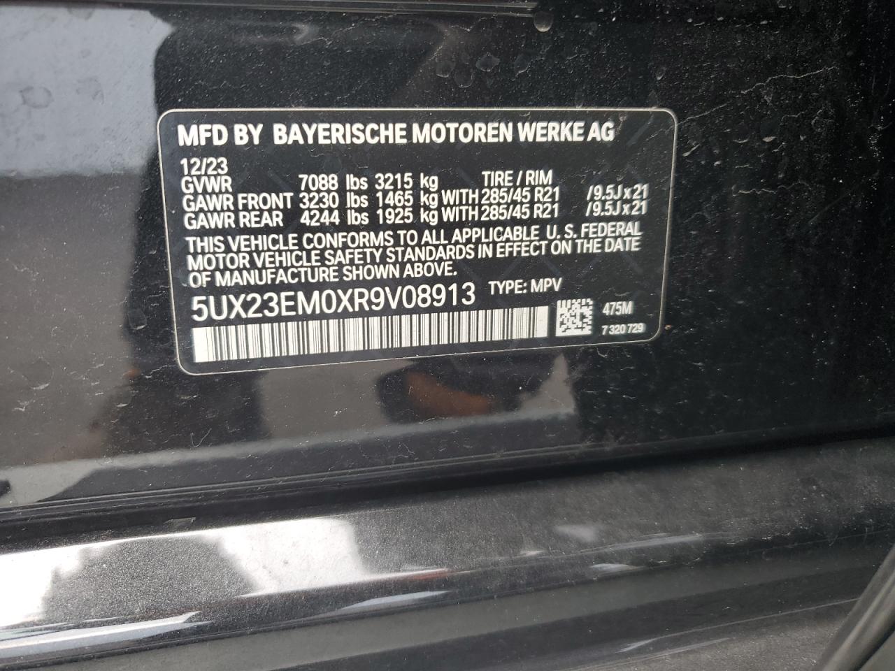 5UX23EM0XR9V08913 2024 BMW X7 xDrive40I