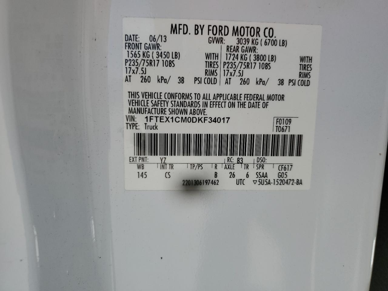 1FTEX1CM0DKF34017 2013 Ford F150 Super Cab