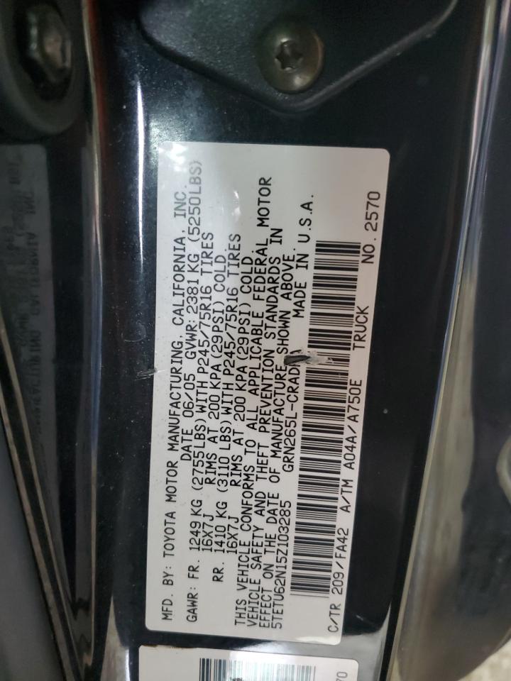 5TETU62N15Z103285 2005 Toyota Tacoma Prerunner Access Cab