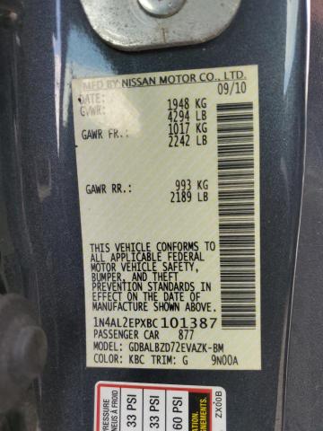 2011 Nissan Altima S VIN: 1N4AL2EPXBC101387 Lot: 55739554