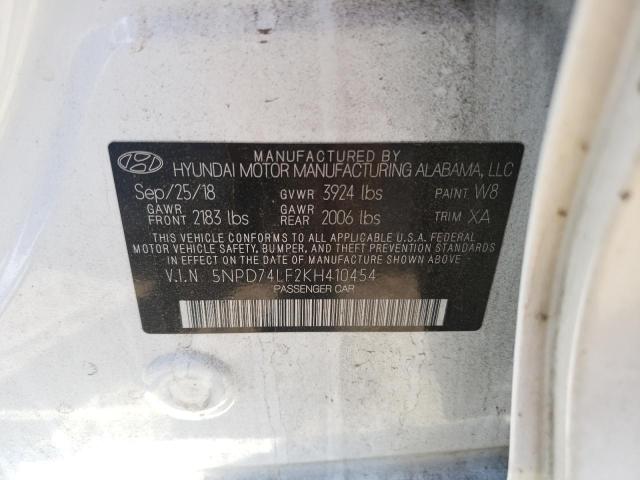 2019 Hyundai Elantra Se VIN: 5NPD74LF2KH410454 Lot: 55624004