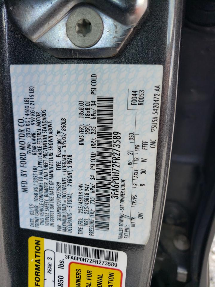 3FA6P0H72FR273589 2015 Ford Fusion Se