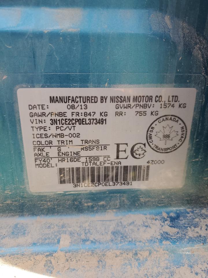 3N1CE2CP0EL373491 2014 Nissan Versa Note S