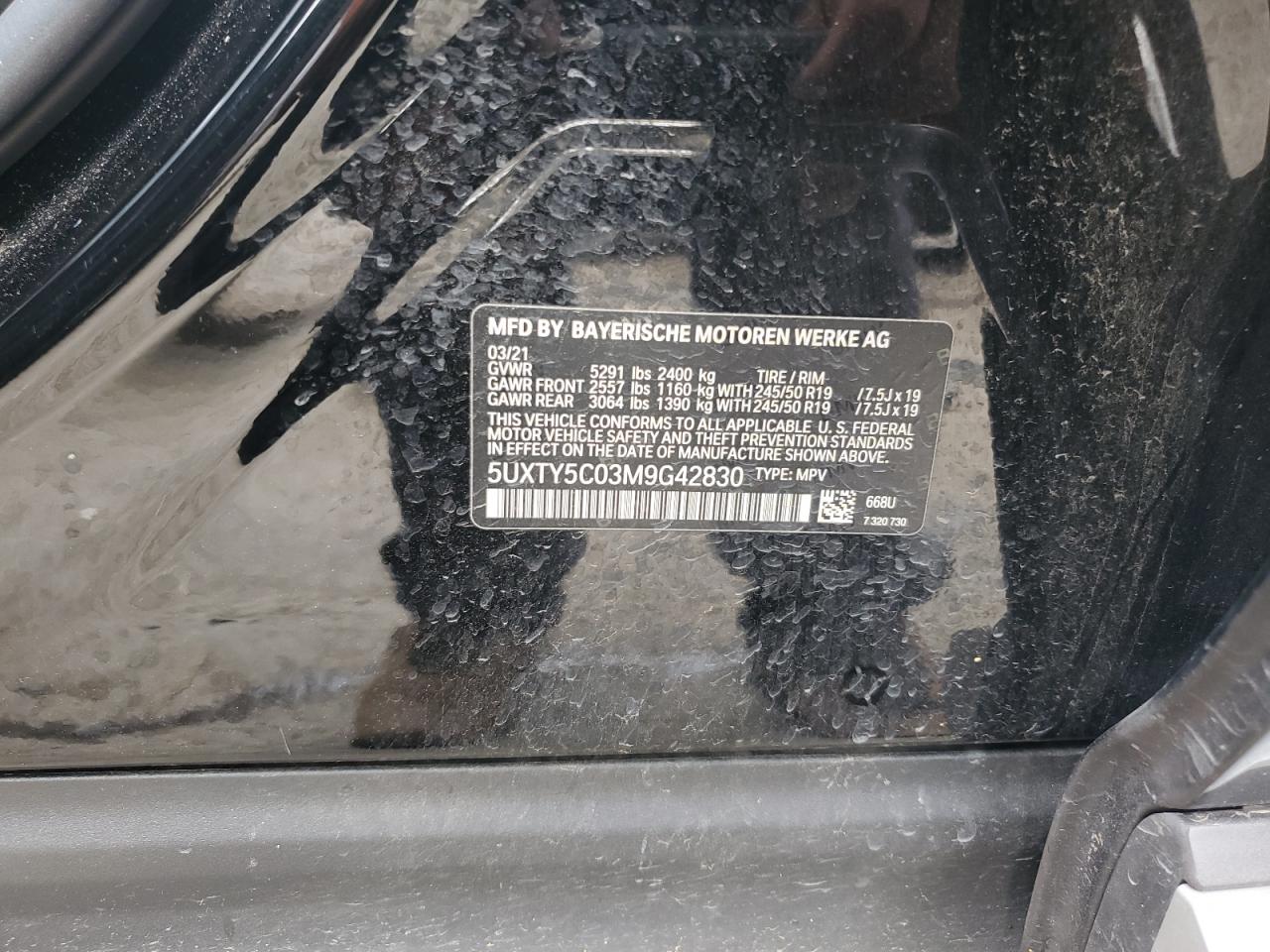 5UXTY5C03M9G42830 2021 BMW X3 xDrive30I