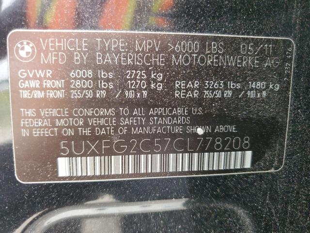 2012 BMW X6 xDrive35I VIN: 5UXFG2C57CL778208 Lot: 54632484