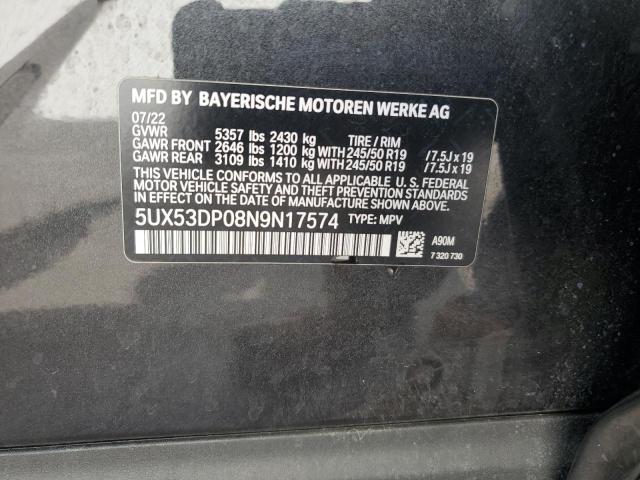 2022 BMW X3 xDrive30I VIN: 5UX53DP08N9N17574 Lot: 54469414