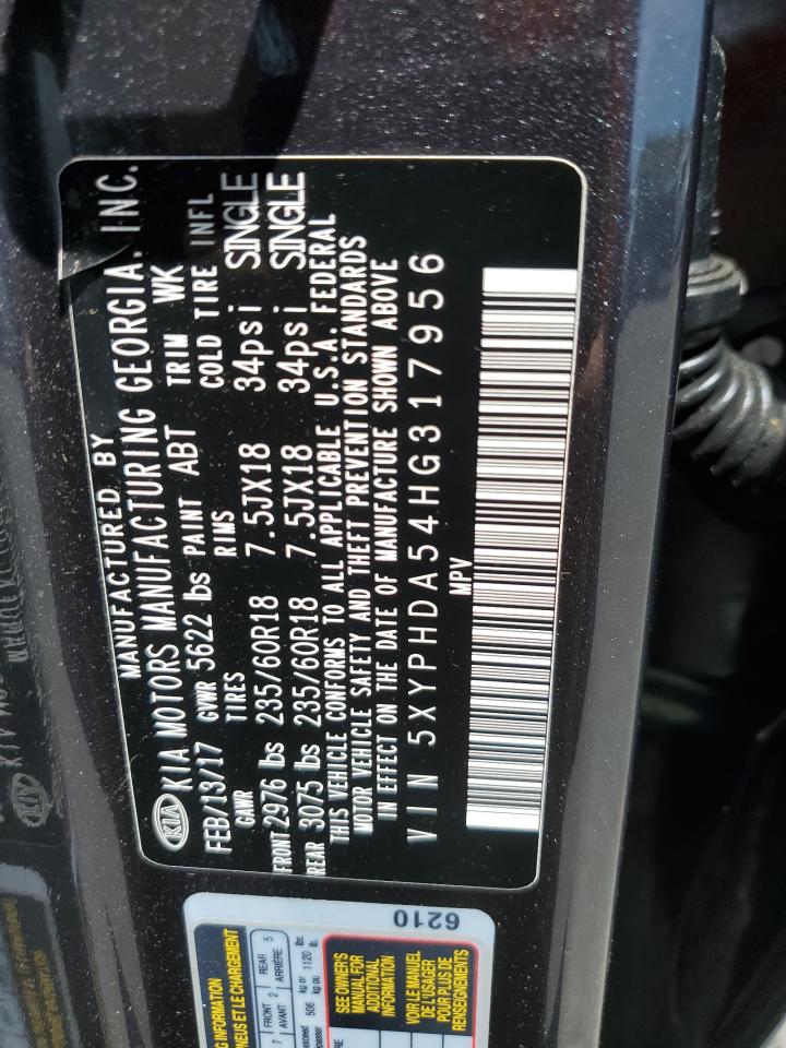 5XYPHDA54HG317956 2017 Kia Sorento Ex