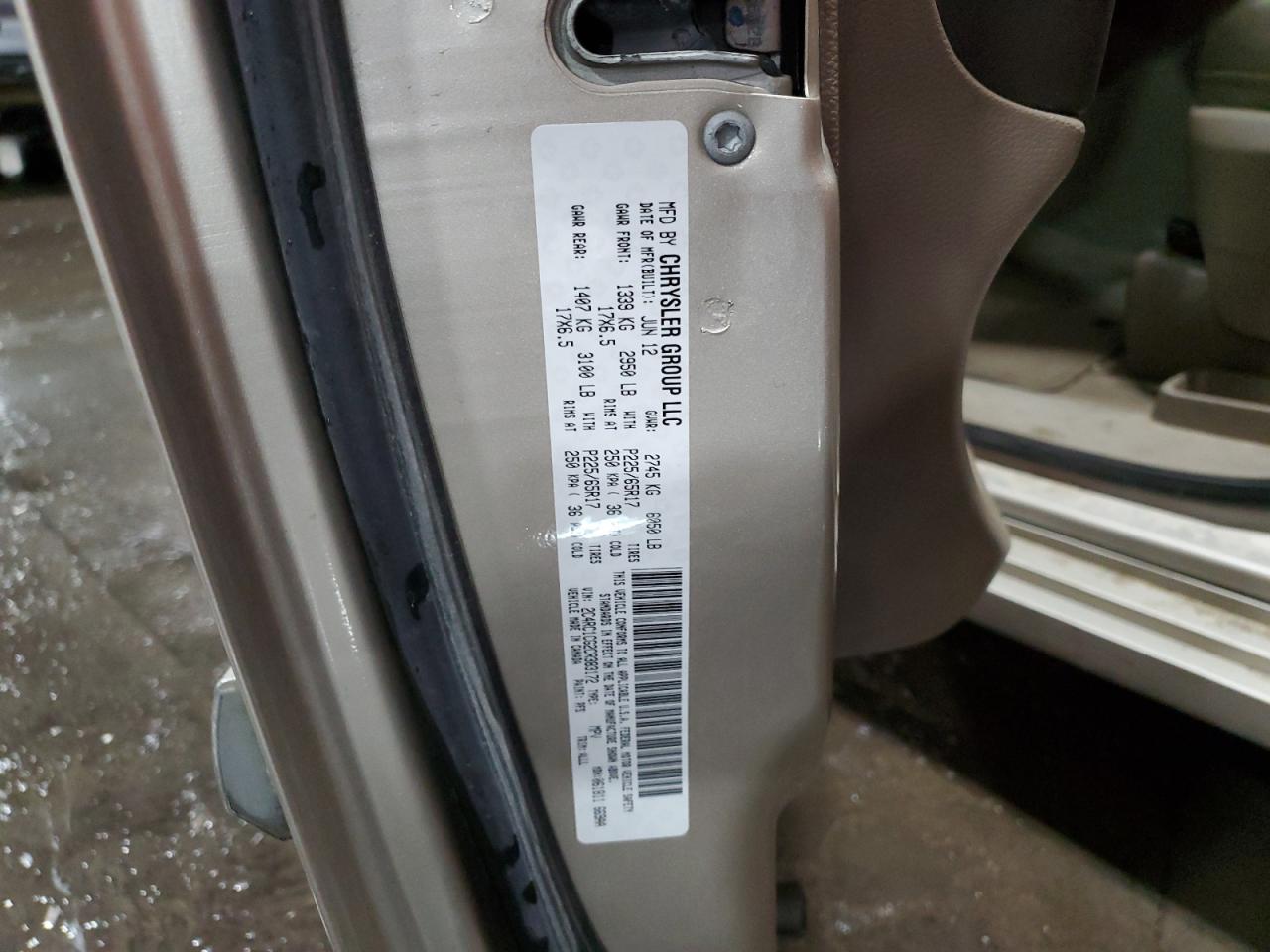 2C4RC1CG2CR383172 2012 Chrysler Town & Country Touring L