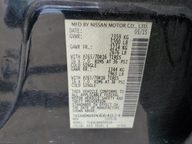 2015 Nissan Xterra X VIN: 5N1AN0NUXFN664024 Lot: 53798444