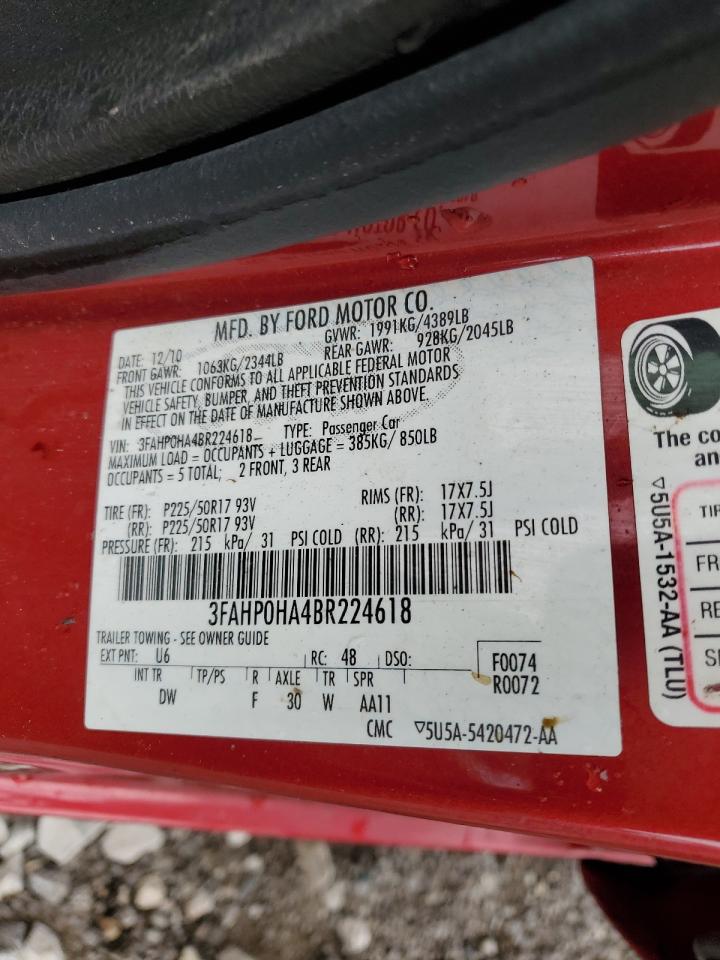 3FAHP0HA4BR224618 2011 Ford Fusion Se