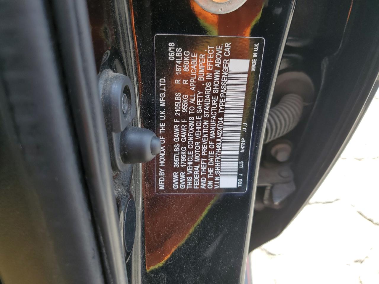 SHHFK7H49JU424704 2018 Honda Civic Sport