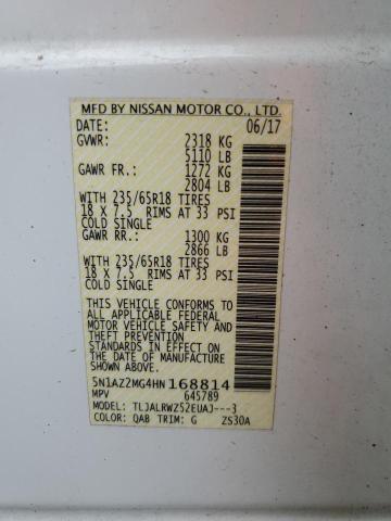 2017 Nissan Murano S VIN: 5N1AZ2MG4HN168814 Lot: 55369454