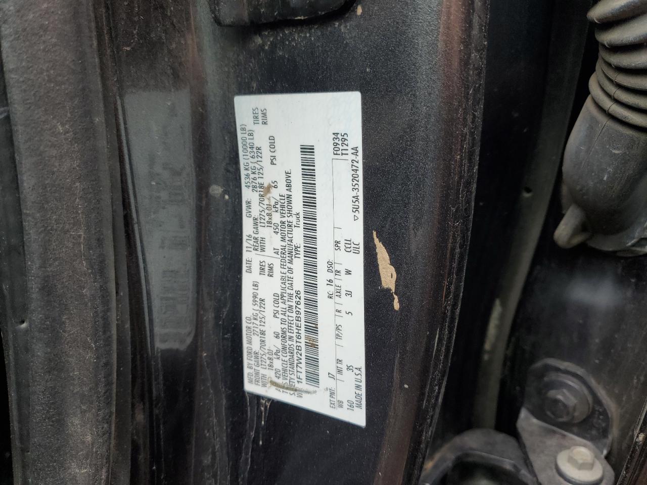 1FT7W2BT6HEB97626 2017 Ford F250 Super Duty