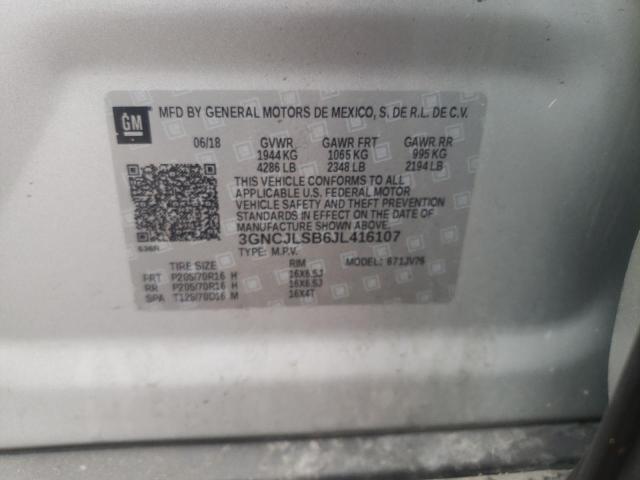 2018 Chevrolet Trax 1Lt VIN: 3GNCJLSB6JL416107 Lot: 55613554