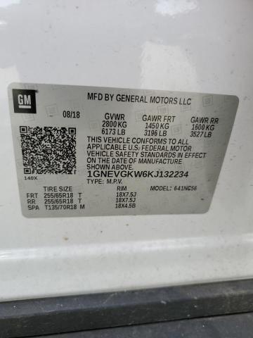 2019 Chevrolet Traverse Lt VIN: 1GNEVGKW6KJ132234 Lot: 57304374